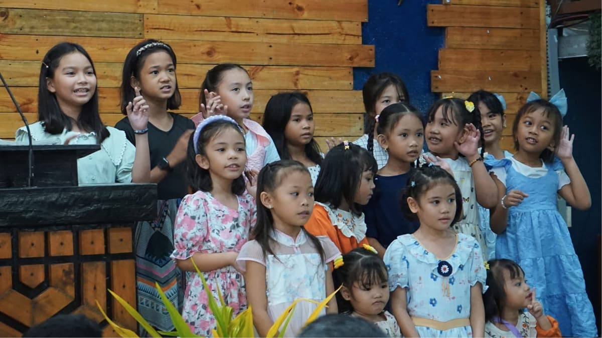 The children's choir singing